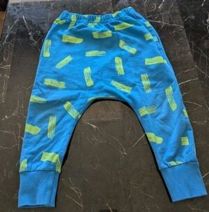 Open Edit KIDS Drop Down Blue Neon COMFY Organic COTTON Elastic Boy Sz 3 3t